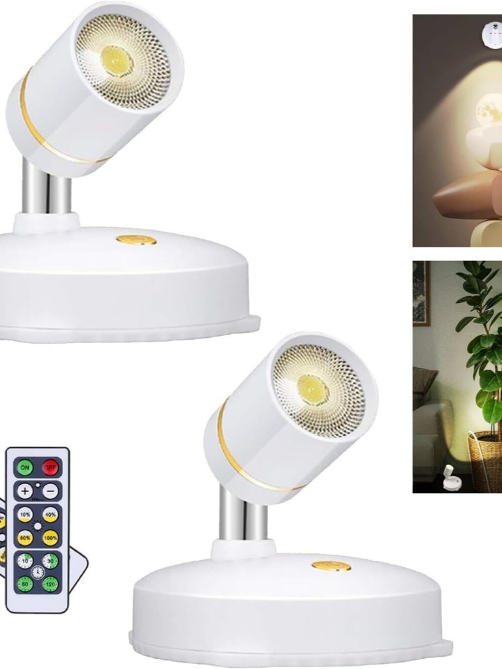 Battery Operated Spotlight,LED Cordless Spot Lights Indoor with Remote, Wireless